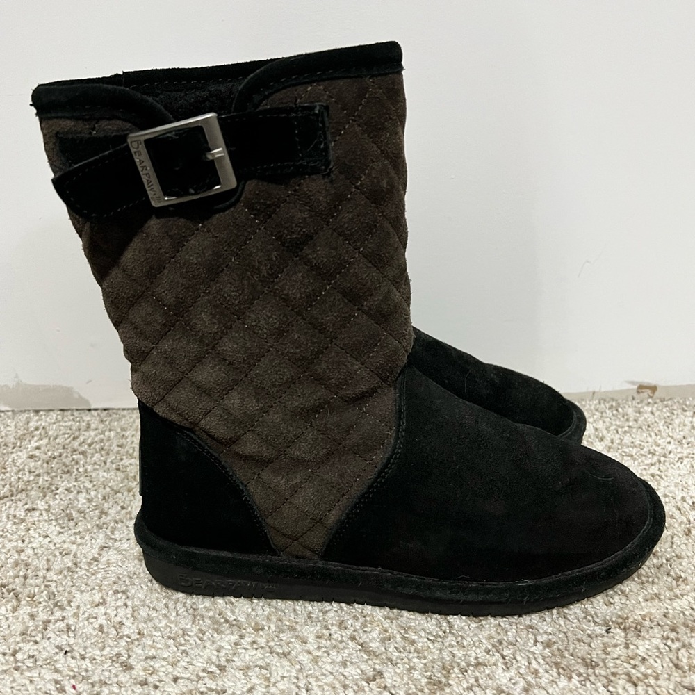 Black and Brown BearPaw fur boots